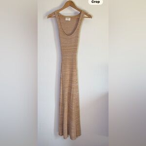 DISSH Beige Ribbed Knit Maxi Dress S